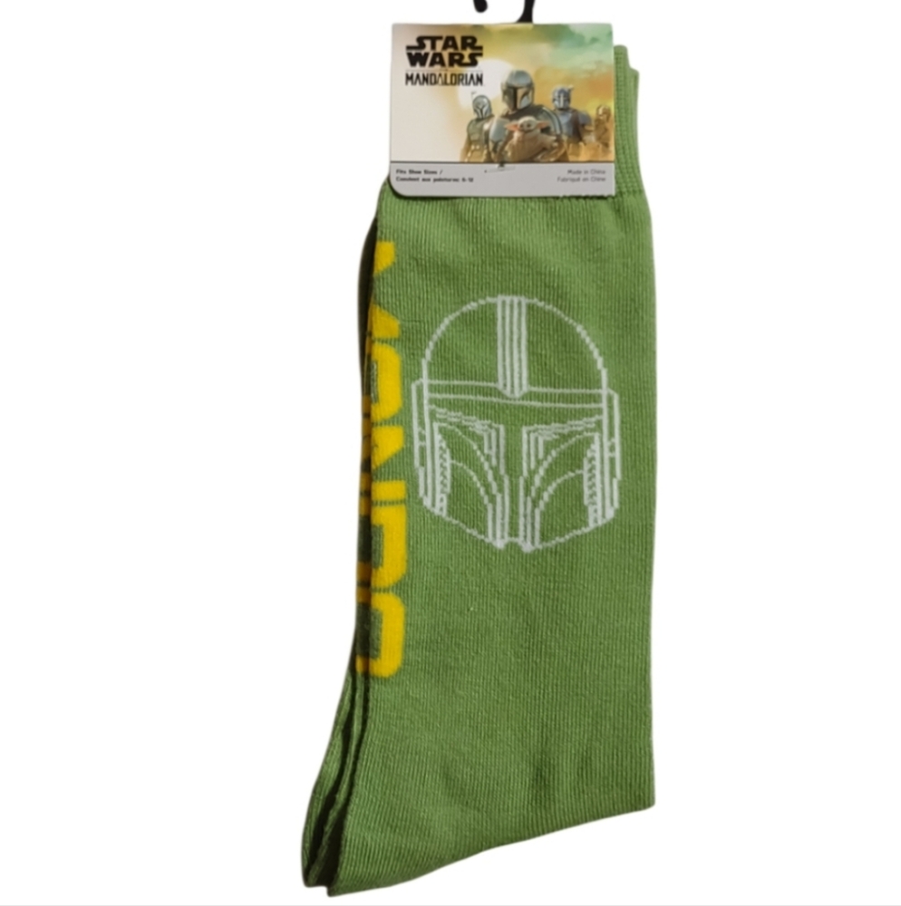 Star Wars The Mandalorian Crew Socks  Green Mando Helmet Bundle And Save